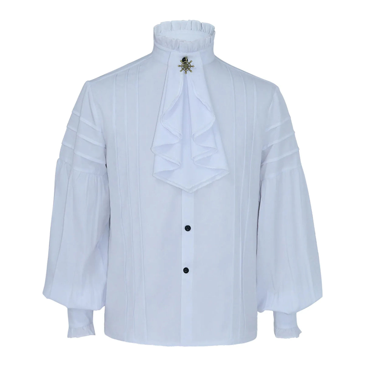 Veylora Men's Medieval Ruffle Shirts Gothic Vintage Court Style Turtleneck Long Sleeve Shirts Vampire Pirate Cosplay Victorian Shirt