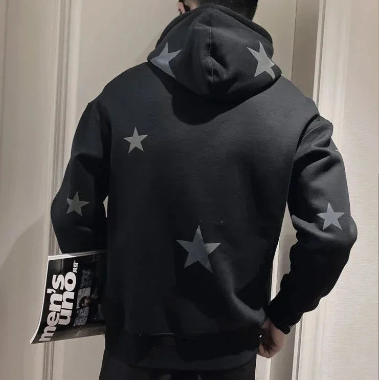 Veylora Hoodies Graphic Sweatshirt for Men Black Hip Hop Male Clothes Loose Luxury Aesthetic Emo 90s Vintage Simple Winter S Warm Hooded