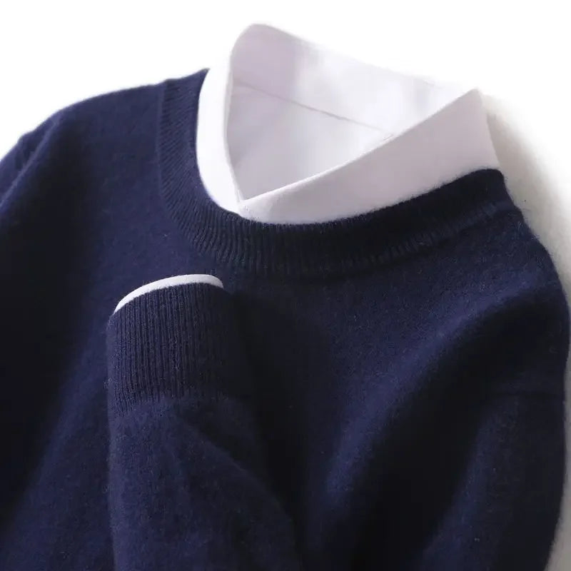 Veylora Autumn Winter Men Cashmere Sweater O-neck Soft Warm Pullovers Male Loose Knitted Shirt  men's winter blouse