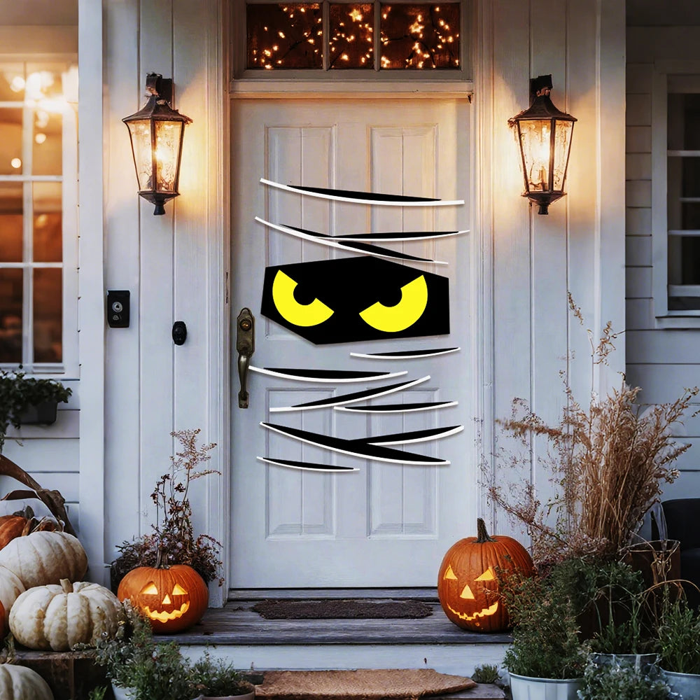 Veylora Halloween Decorations Room Door Stickers Window Decor Skeleton Hand Pumpkin DIY Window Stickers Ghost Devil Witch Hat Decor