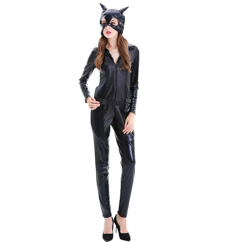Veylora 2025 New Sexy Cat Cosplay Costume Women's Black Halloween Set Holiday Stage Night Cat Women's Cat Girl Man Role Playing Clothing