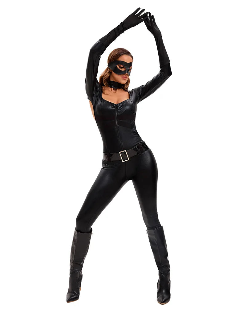 Veylora 2025 New Sexy Cat Cosplay Costume Women's Black Halloween Set Holiday Stage Night Cat Women's Cat Girl Man Role Playing Clothing