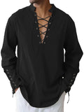 Veylora Men's Medieval Viking Shirt Renaissance Shirt Pirate Men's Long-Sleeved Halloween Cosplay Costume, Daily Casual Shirt