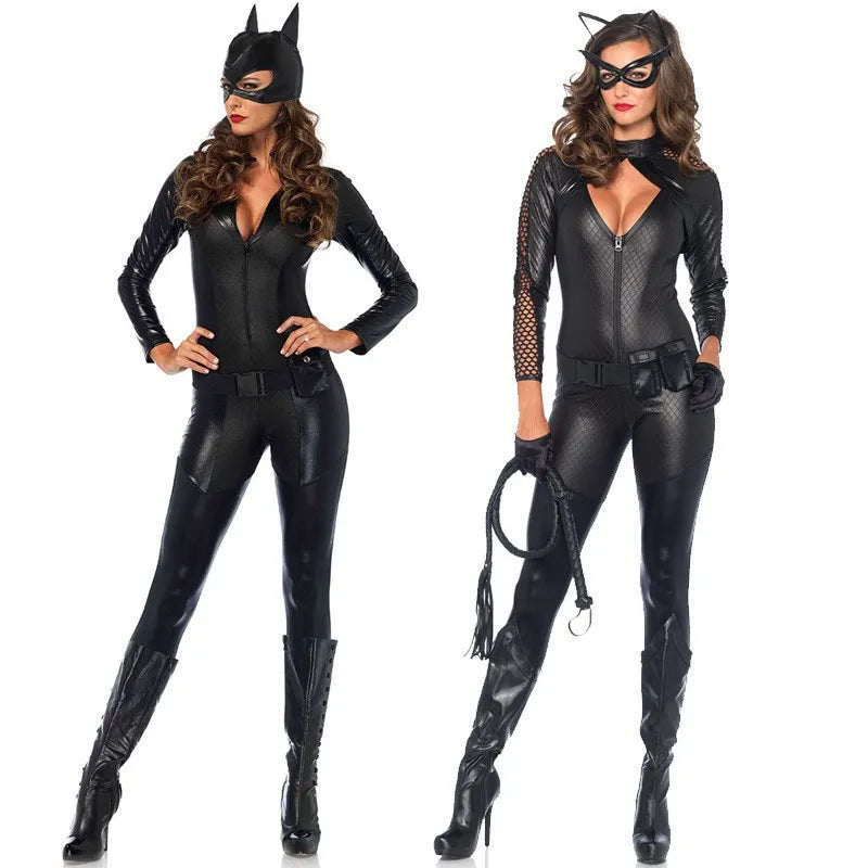 Veylora 2025 New Sexy Cat Cosplay Costume Women's Black Halloween Set Holiday Stage Night Cat Women's Cat Girl Man Role Playing Clothing