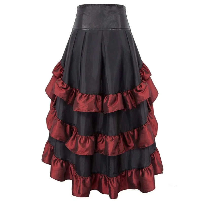 Veylora Pirate Buccaneer Costume Tops Shirt Skirt Bustle Skirt Victorian Halloween Women Punk Renaissance Burlesque High Low Steampunk