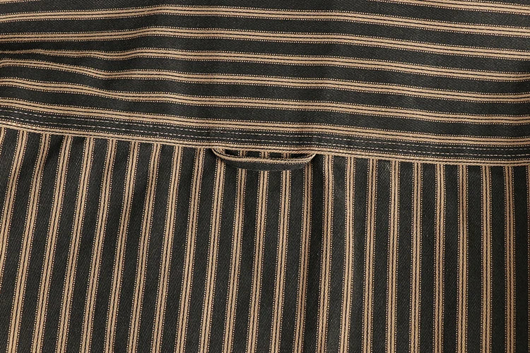Veylora 2025 Autumn And Winter New American Retro Stripe Long-Sleeve Lapel Shirt Men's Simple Fashion Washed Multi-pocket Casual Blouses