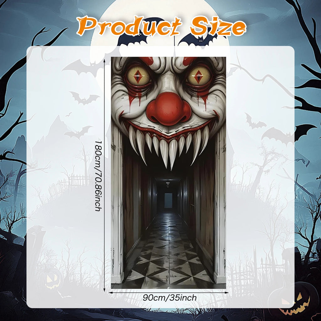Veylora Halloween Decorations Door Cover,Spooky Witch and Zombie Theme Wall Decor,Indoor Outdoor Haunted House Themed Decoration 2D Scen