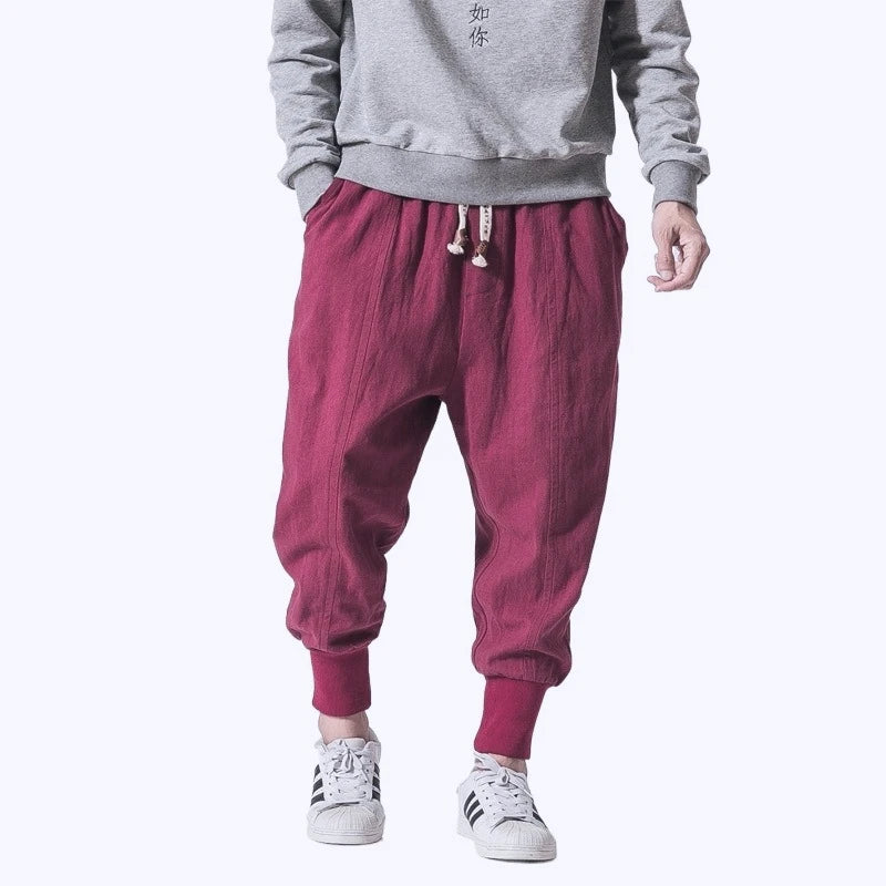 FGKKS Men Pants Brand New Chinese Style Wide Leg Jeans Cotton Sweatpants Quality Comfortable Man Sportswear Male Trousers