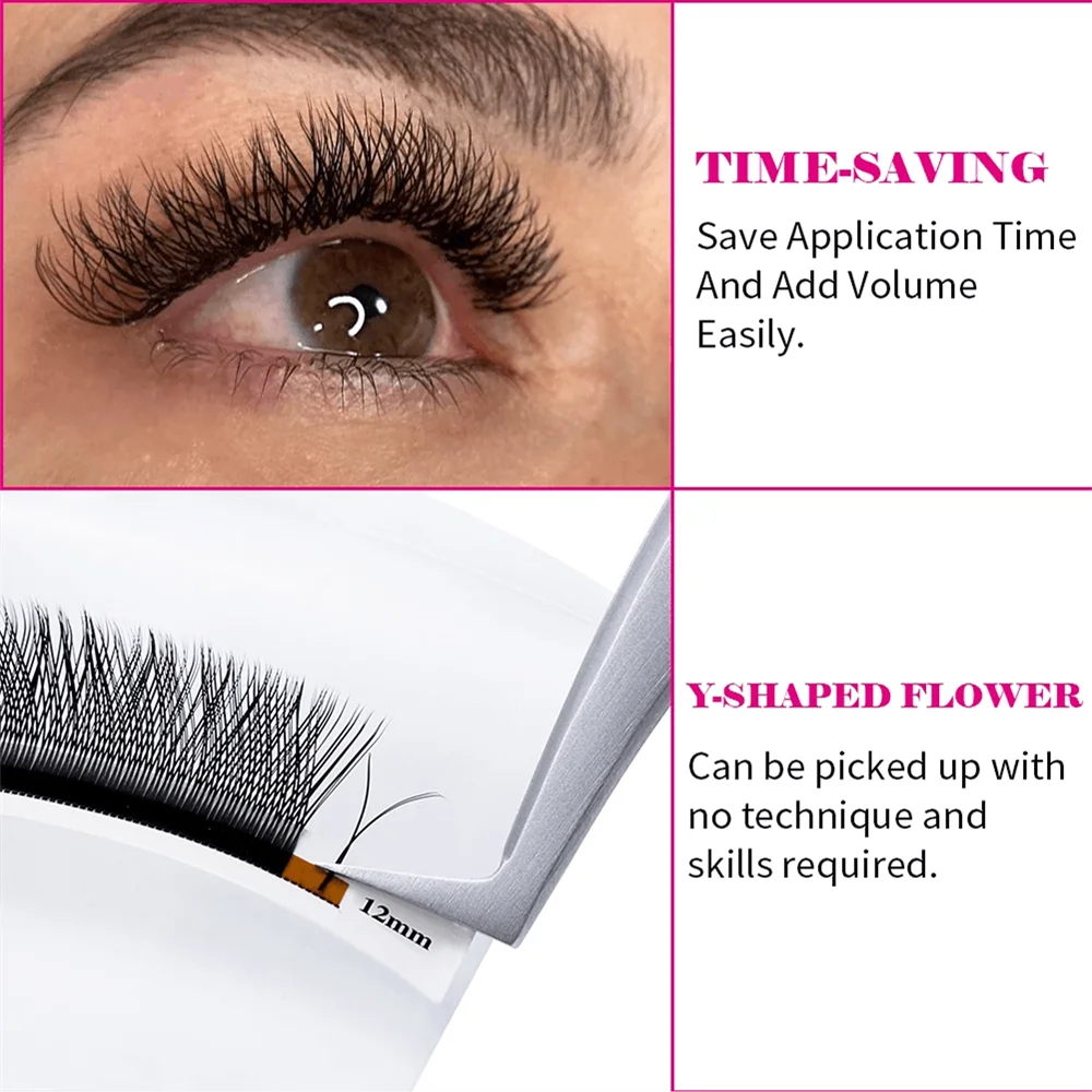 Veylora YY Shape 6-15mm Lashes 2D 0.07/0.05mm Faux Mink C/D Curl Natural Soft Brazilian Premade Volume Fan Eyelashes Extension