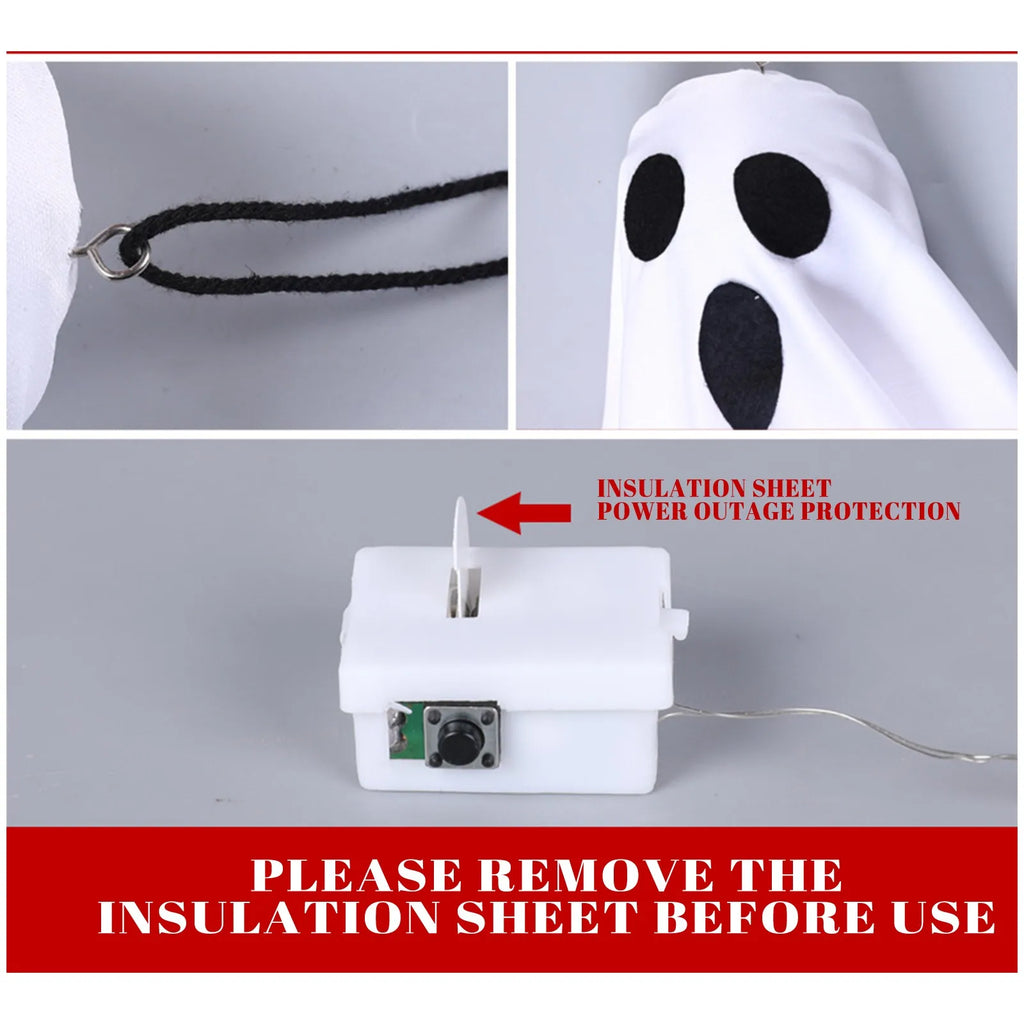 Veylora Halloween Ghost Hanging Decorations Halloween Hanging Light Up White Flying Ghosts Tree Window Wall Scary Ornament 50X40cm