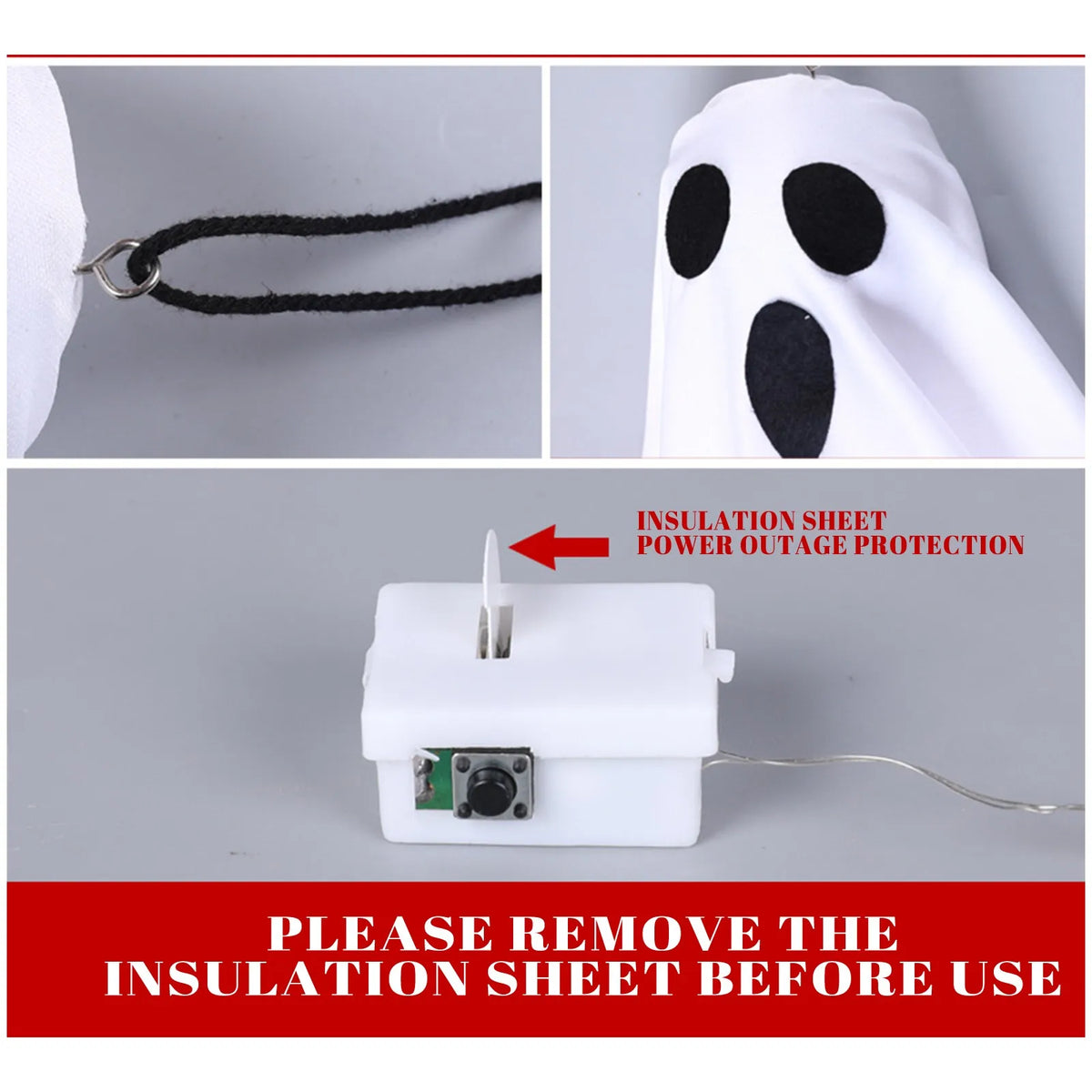 Veylora Halloween Ghost Hanging Decorations Halloween Hanging Light Up White Flying Ghosts Tree Window Wall Scary Ornament 50X40cm
