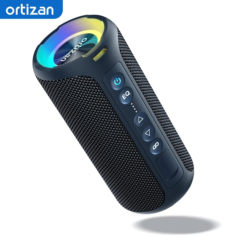 Veylora Ortizan Bluetooth Speaker, 40W Peak Outdoor Portable Loud Speakers Wireless with Deep Bass, USB/AUX/TF Card Port, RGB Light, TWS Stereo, EQ, IPX7 Waterproof for Party, Beach, Kayaking, Camping, Backyard, Garage
