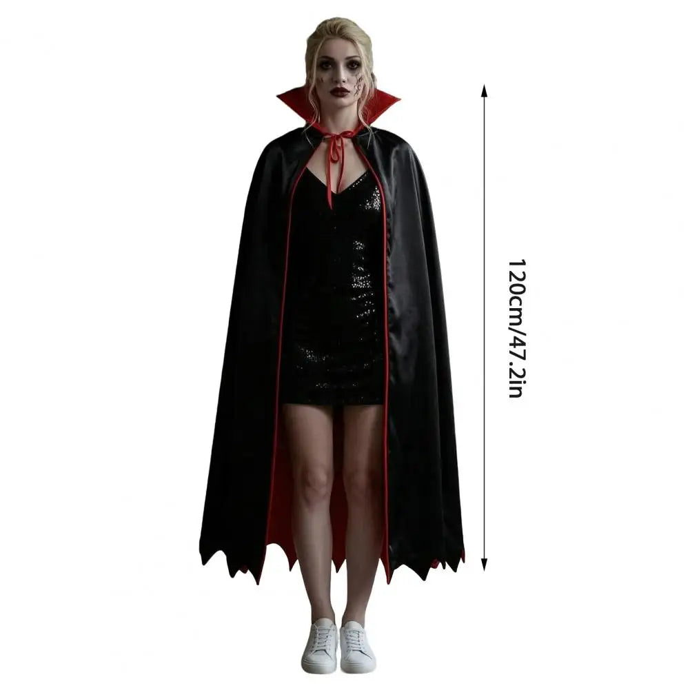 Veylora Vampire Costume Cloak with Stand Up Collar Medieval Gothic Black Red Cape for Halloween Cosplay, Masquerade, Fancy Dance