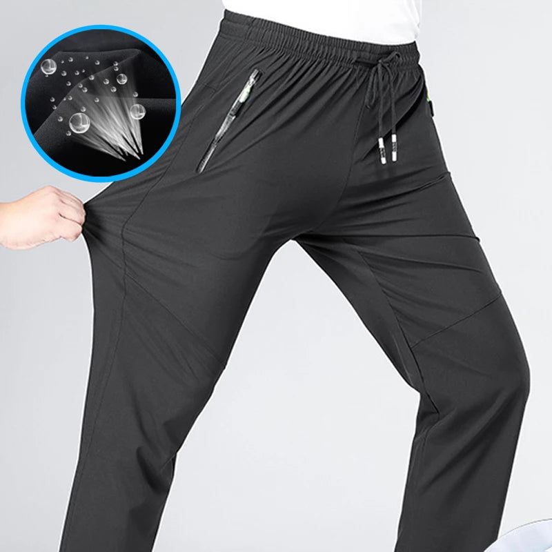 Veylora Breathable Men's Casual Pants Quick Dry Straight Elastic Waist Jogger Sweatpants Korean Classic Sport Trousers Plus Size 4XL 5XL