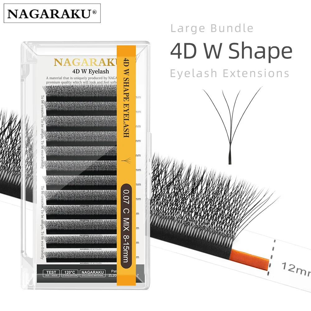 Veylora :NAGARAKU Automatic Flowering W Shape  Bloom 3D 4D 5D 6D Premade Fans Eyelash Extensions Natural Soft Light Full Dense