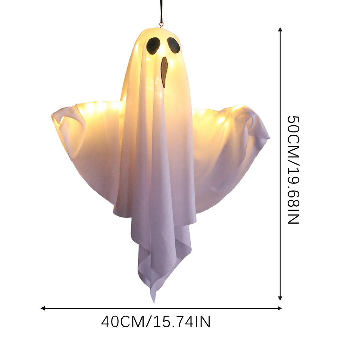 Veylora Halloween Ghost Hanging Decorations Halloween Hanging Light Up White Flying Ghosts Tree Window Wall Scary Ornament 50X40cm