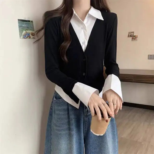 Veylora Striped Shirts & Blouses For Women Basic Modern Long Youthful Clothes Cute And Elegant New 2025 Aesthetic Plus Size Woman Top