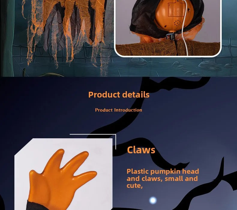 Veylora Halloween Decoration Luminous Demon Pumpkin Scarecrow Hanging Ornaments Turned Head Pumpkin Halloween Horror Home Decor Yard