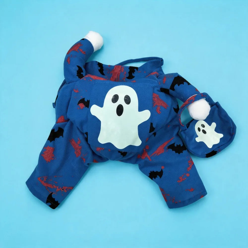 Veylora Halloween Dog Clothes Pet Costume Funny Cosplay Outfit with Fluorescent Ghost Cute Dog Cat Dress Up Festive Party Apparel Set