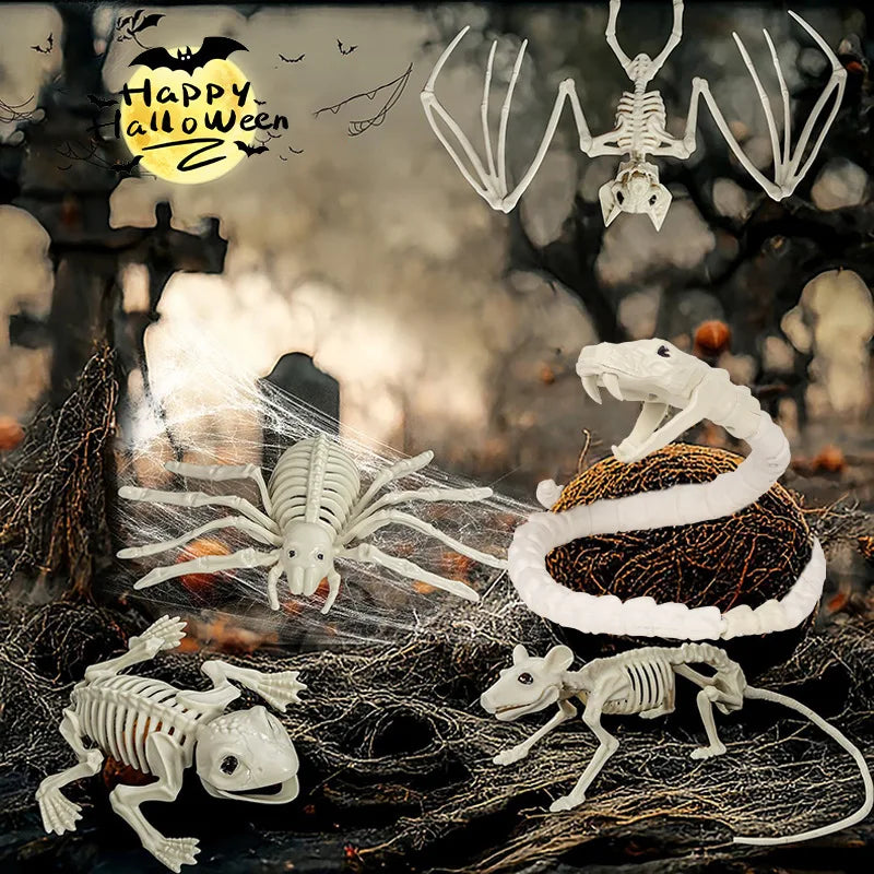 Veylora Halloween Decorations-Realistic Skeleton Props with Bats and Scorpions,Plastic Animal Bones for Haunted Houses,Bars,and Pranks