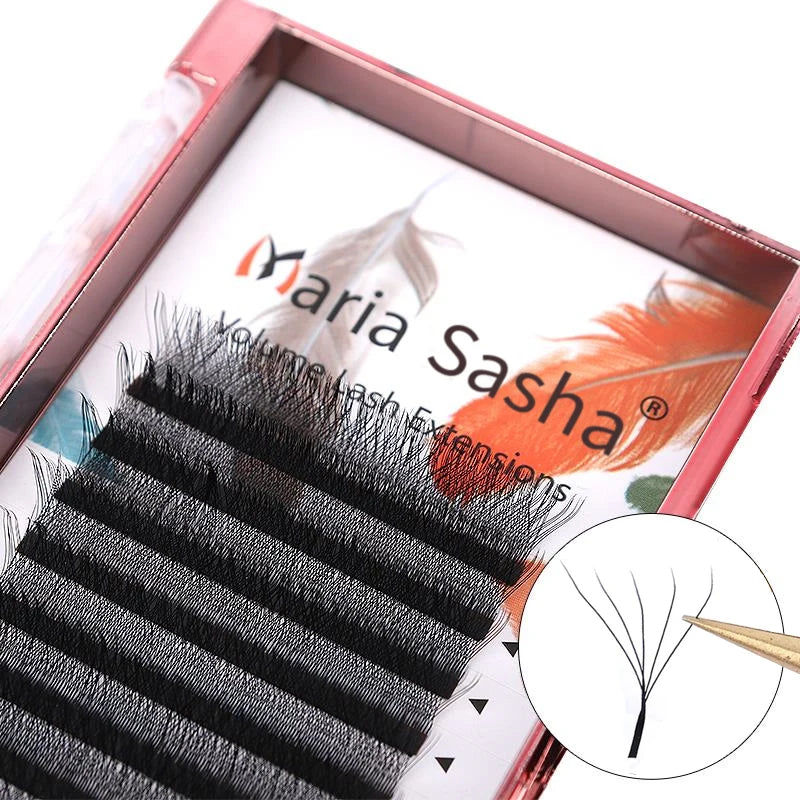 Veylora Maria 5D W Lashes Easy Fan Eyelash Extensions Wholesales Y Premade Volume 12 Rows W Style Natural Soft Private Logo