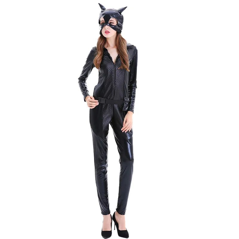 Veylora 2025 New Sexy Cat Cosplay Costume Women's Black Halloween Set Holiday Stage Night Cat Women's Cat Girl Man Role Playing Clothing