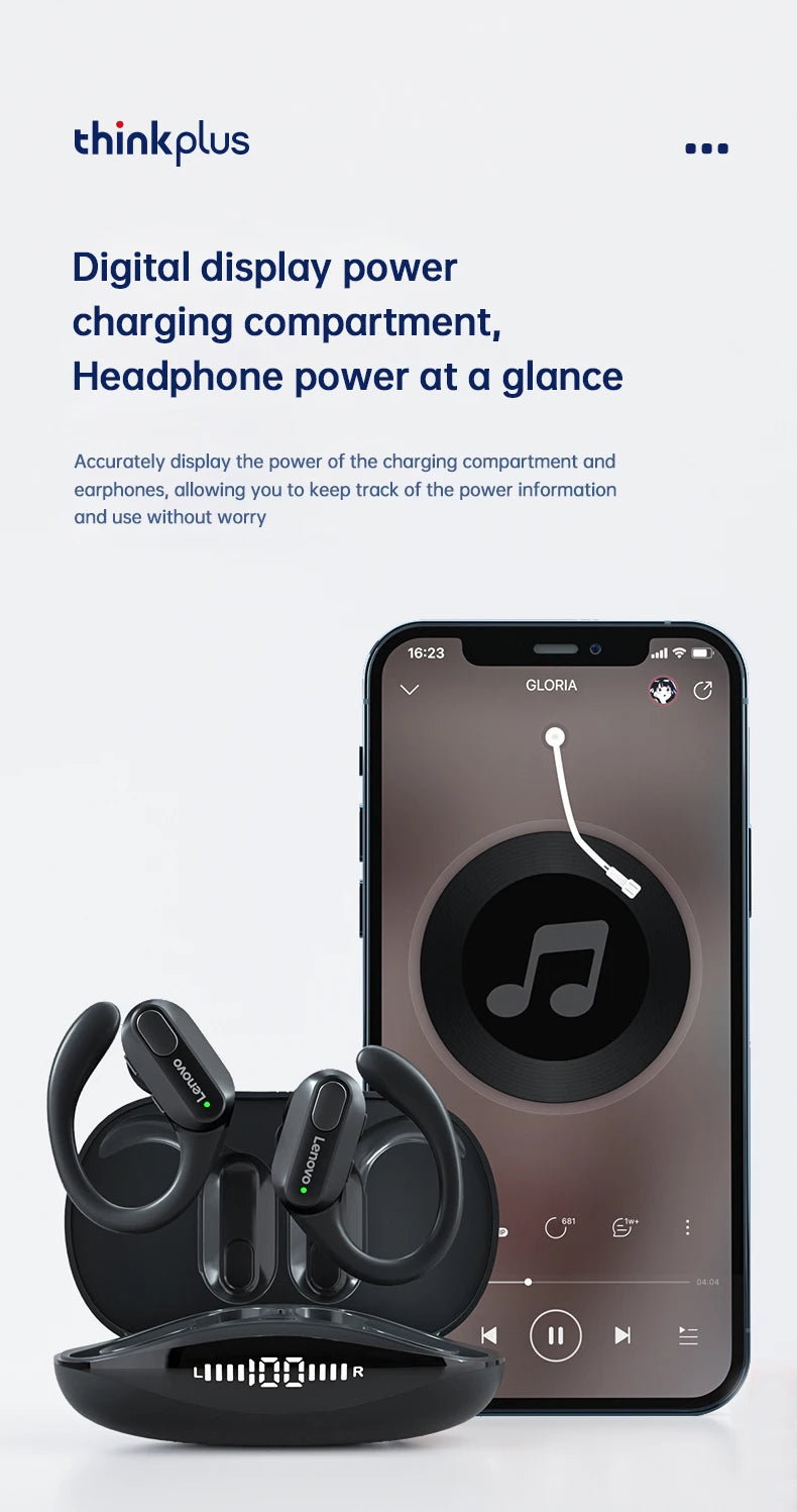Veylora Original Lenovo XT80 Sports Wireless Earphones with Mics, LED Power Display,Hifi Stereo Sound Bluetooth 5.3 TWS HeadphHeadphones