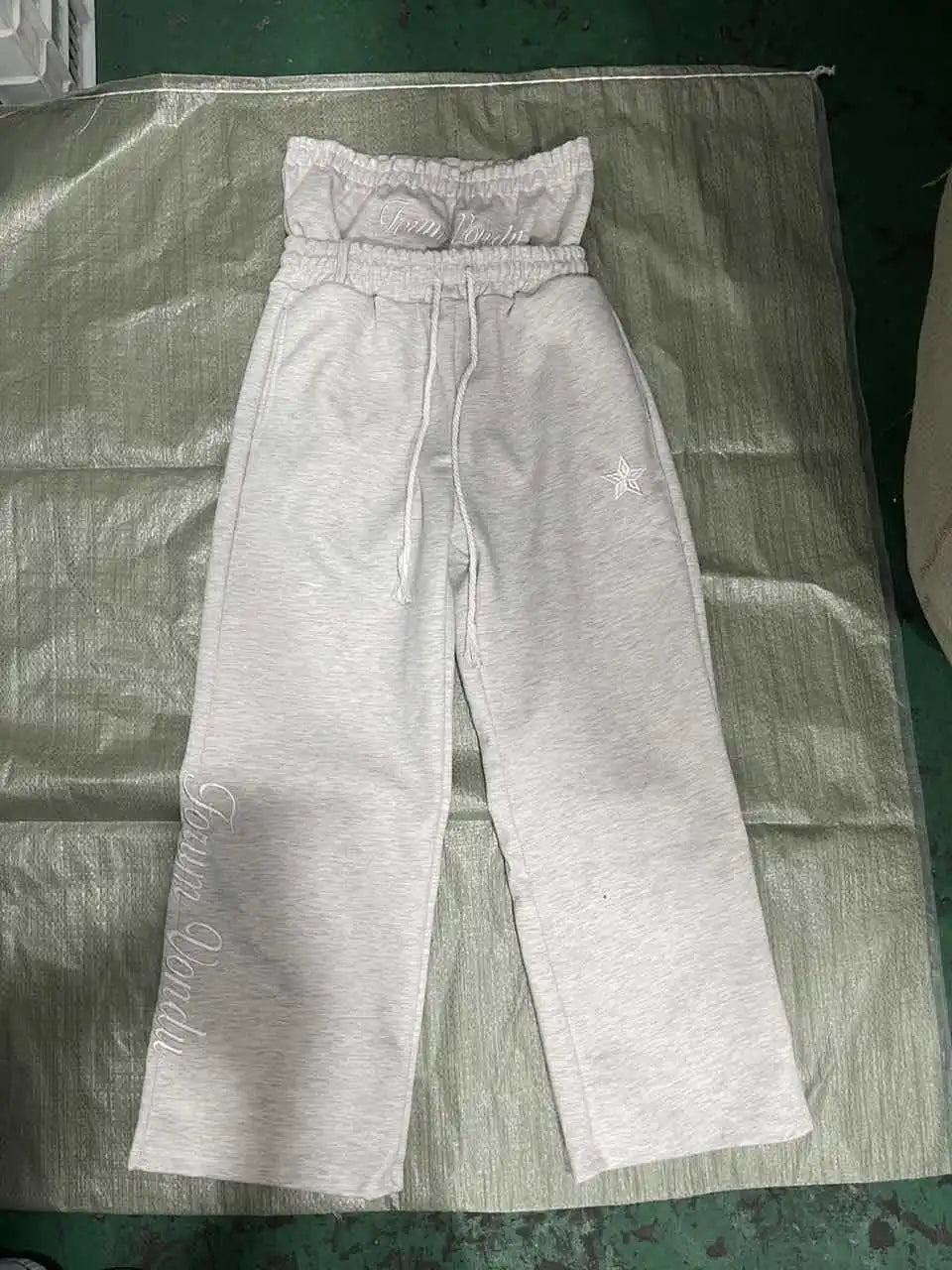 Veylora Harajuku Loose Double Waisted Sweatpants Y2K American Solid Color Letter Embroidery Casual Pants Hip Hop Drawstring Waist Jogger