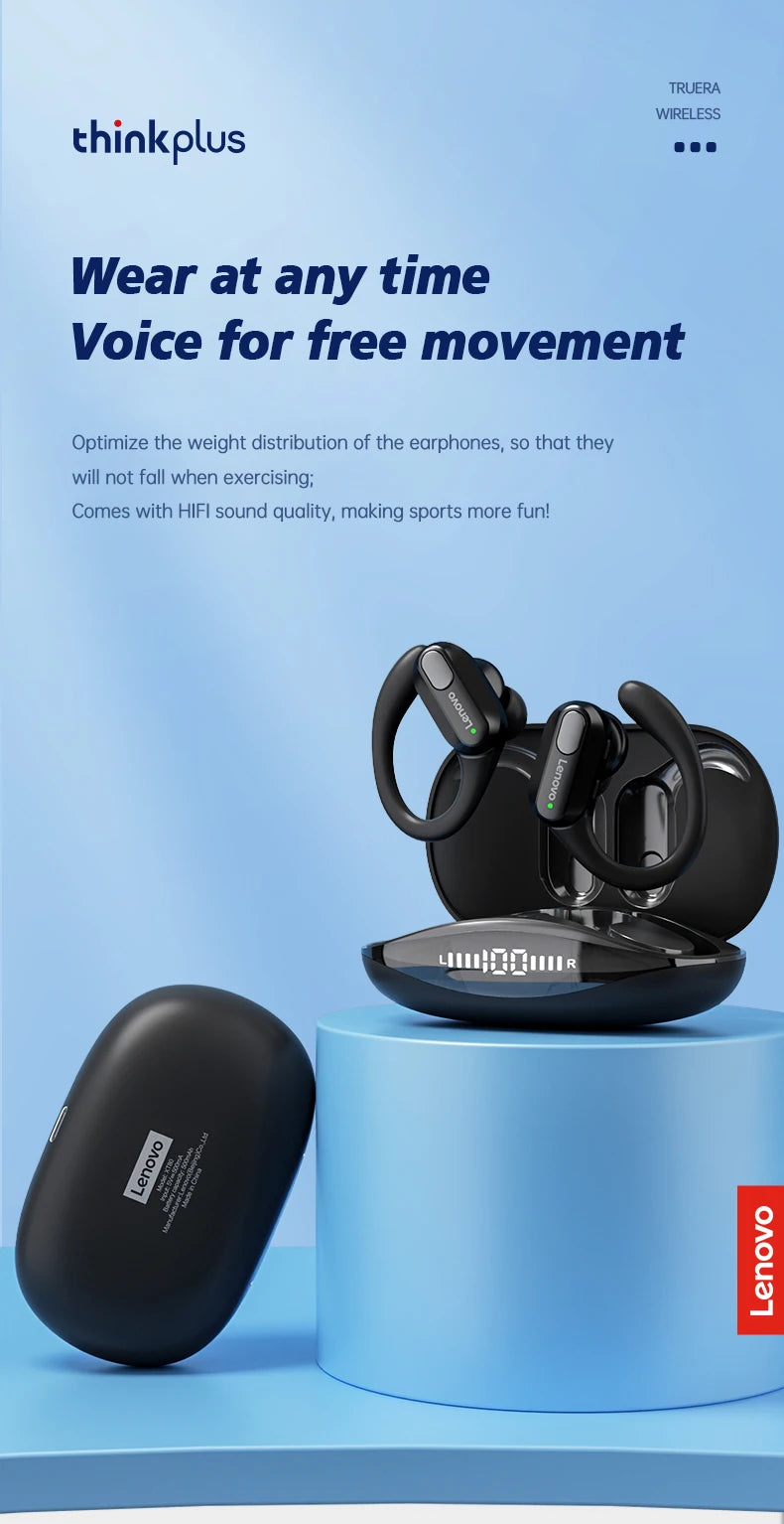 Veylora Original Lenovo XT80 Sports Wireless Earphones with Mics, LED Power Display,Hifi Stereo Sound Bluetooth 5.3 TWS HeadphHeadphones