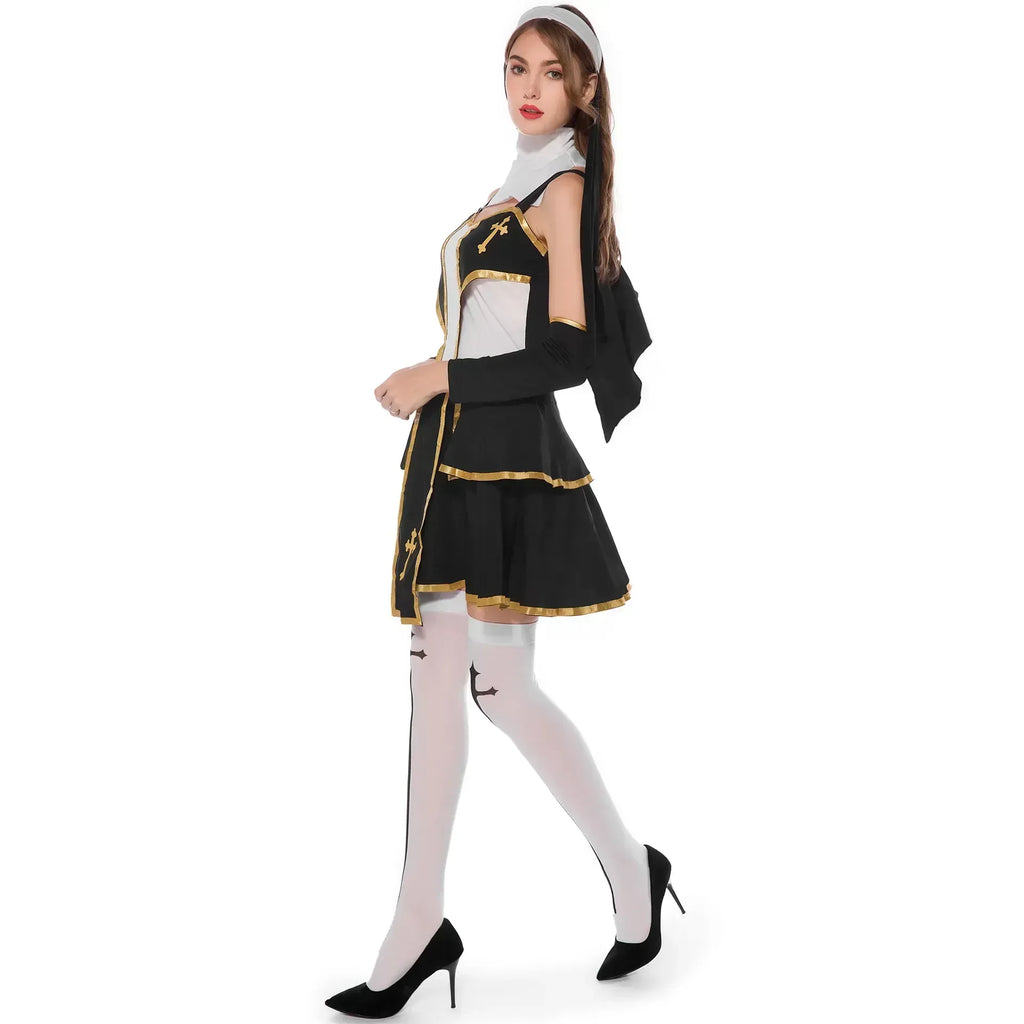 Veylora Halloween Costumes Religious Pastor Father Priest Pope Costume Medieval Nun Cosplay Carnival Party Fancy Dress Up for Men Women
