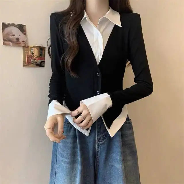 Veylora Striped Shirts & Blouses For Women Basic Modern Long Youthful Clothes Cute And Elegant New 2025 Aesthetic Plus Size Woman Top