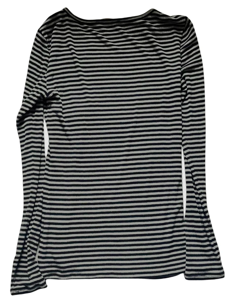 Veylora Long Sleeve Shirts for Women Fashion Casual Basic Crew Neck Striped Slim Fit T-shirt Going Out Blouses Y2K Vintage Tight Shirts