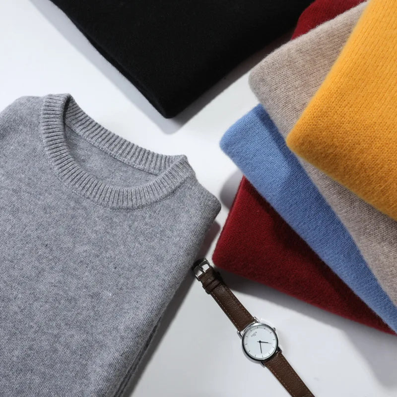 Autumn Winter Men Cashmere Sweater O-neck Soft Warm Pullovers Male Loose Knitted Shirt Korean men's winter blouse