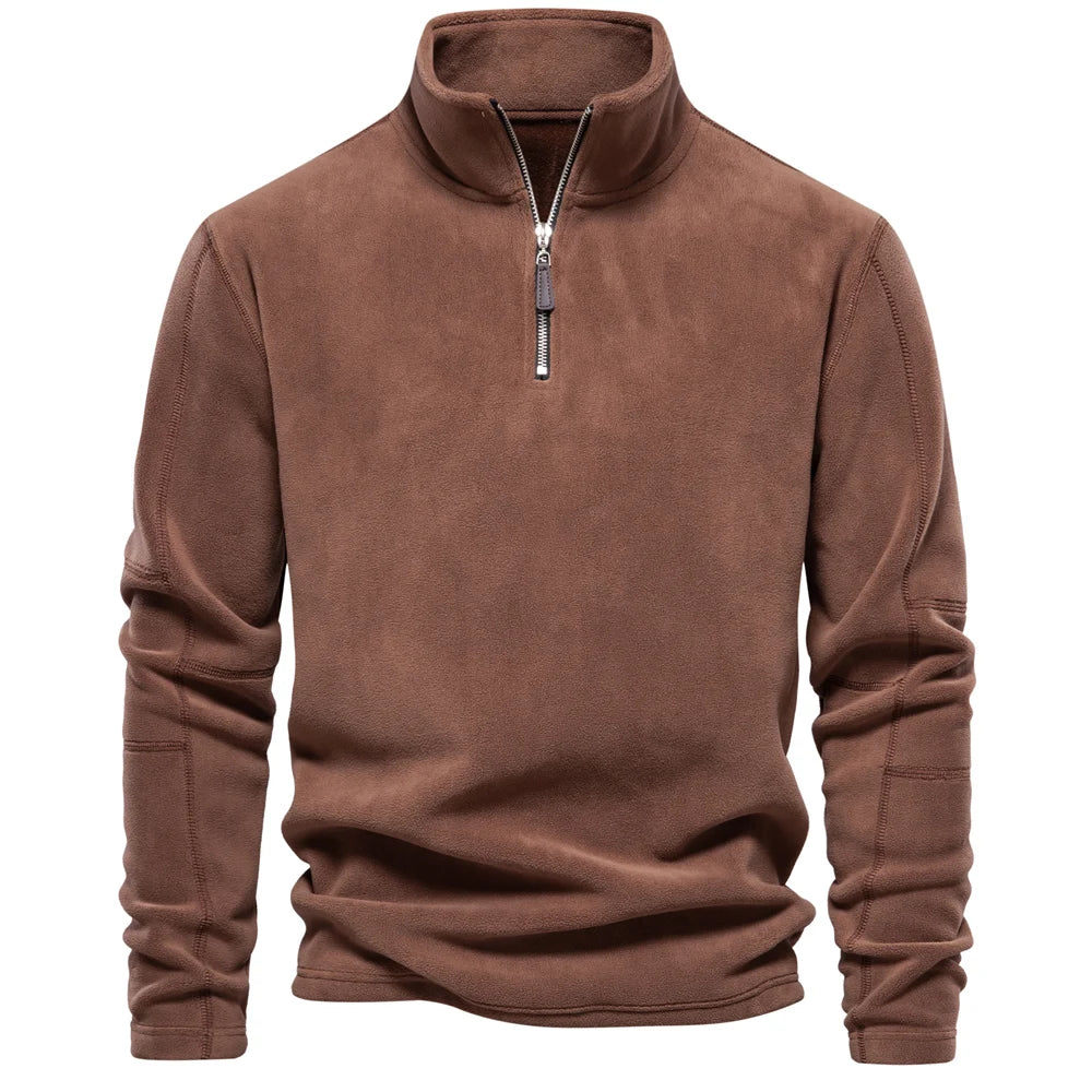Veylora AIOPESON Brand Quality Thicken Warm Fleece Jacket for Men Zipper Neck Pullover Men's Sweatshirt Soft Shell Mens Jacket