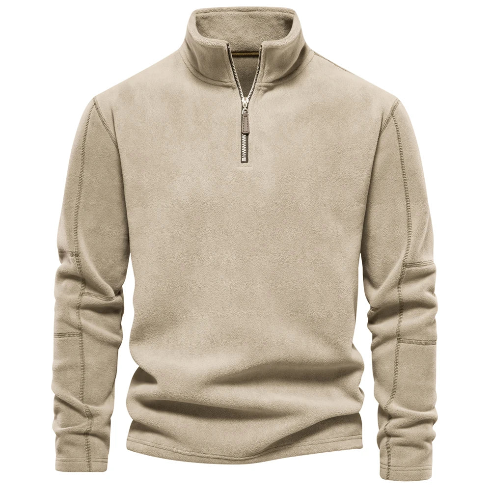 Veylora AIOPESON Brand Quality Thicken Warm Fleece Jacket for Men Zipper Neck Pullover Men's Sweatshirt Soft Shell Mens Jacket