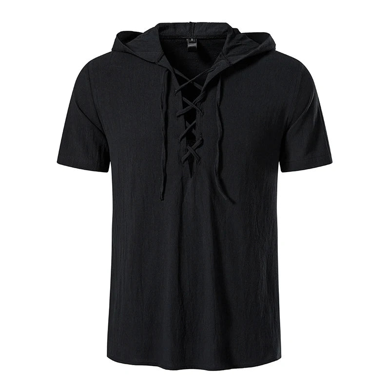 Veylora Mens Pirate Shirt Summer Men Retro Renaissance Medieval Gothic Victorian Halloween Costume Casual Linen Lace Up Hippie Shirts