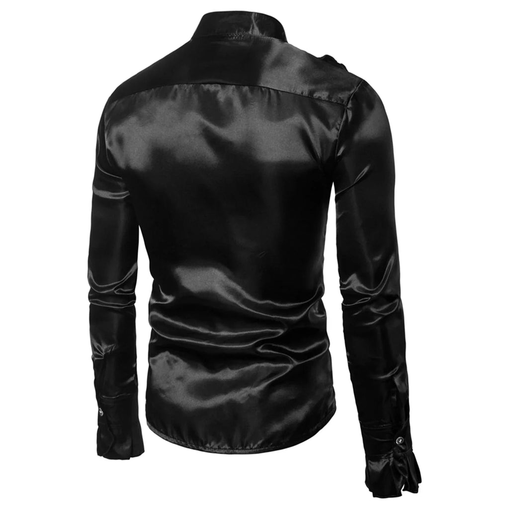 Veylora Vintage 70s Frill Ruffle Dress Shirt For Men Vicotorian Costume Top Gothic Punk Retro Tee Faxu Silk Cravat Shirt Halloween