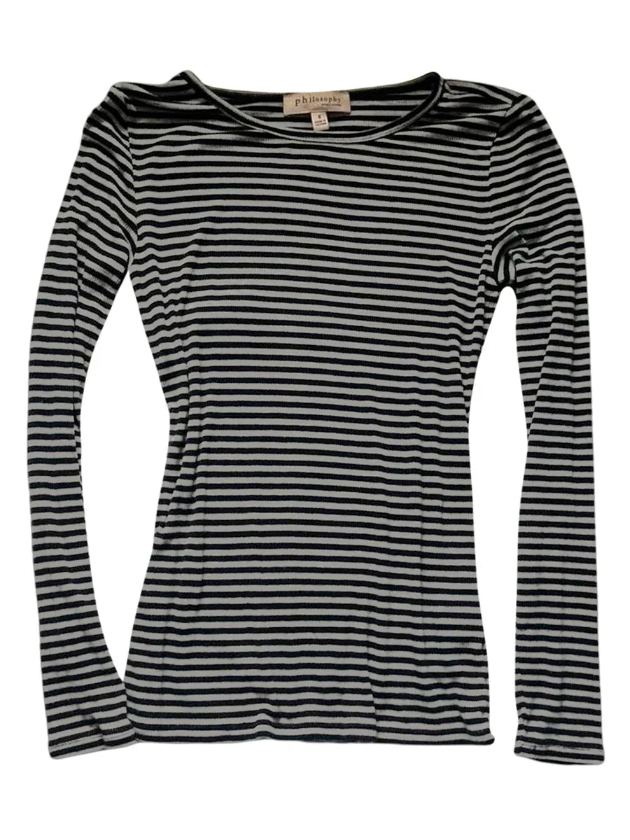 Veylora Long Sleeve Shirts for Women Fashion Casual Basic Crew Neck Striped Slim Fit T-shirt Going Out Blouses Y2K Vintage Tight Shirts
