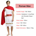 Veylora Roman Greek Costume Adult Men Women Couple Toga White Tunic Red Cape Gold Laurel Wreath Halloween Carnival Cosplay Outfit Set