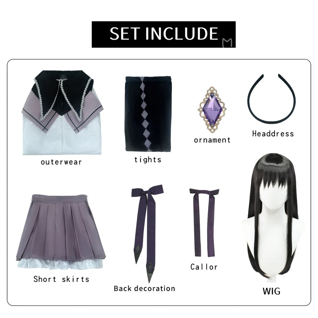Veylora Puella Magi Madoka Magica Akemi Homura Cosplay Costumes Carnival Uniform Anime Halloween CostumesDress