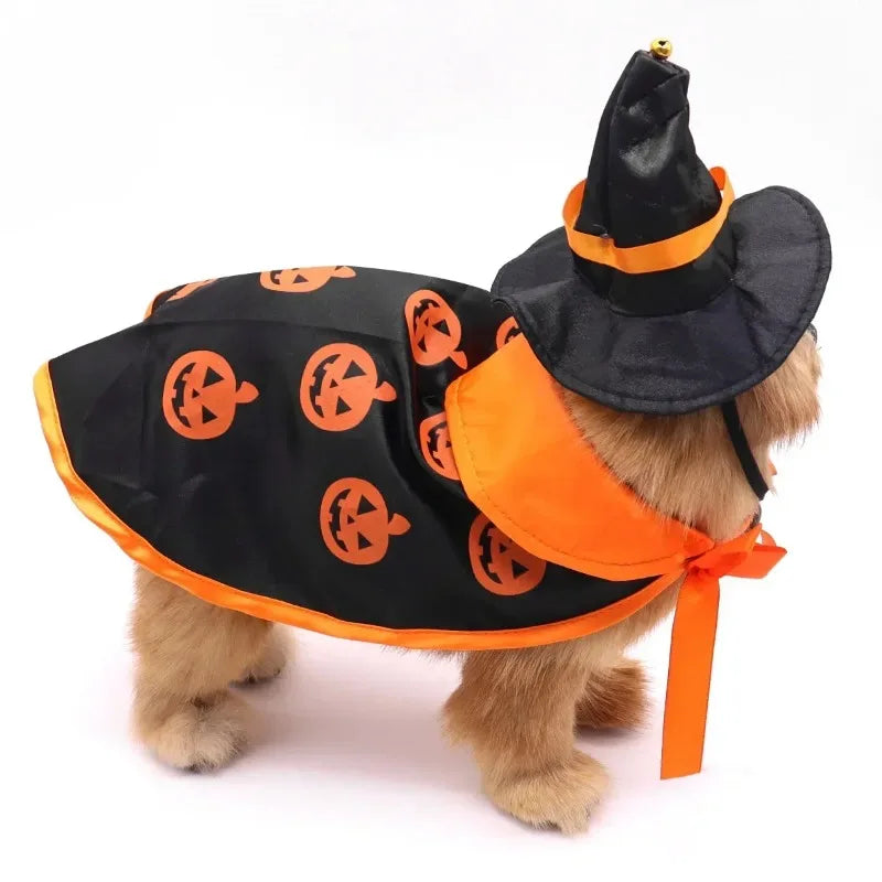 Veylora Halloween Pet Costume for Cats Breathable Soft Cute Pet Clothes Cloak Shape Pumpkin Pattern Harness Costume Cat Dog Cosplay Tool
