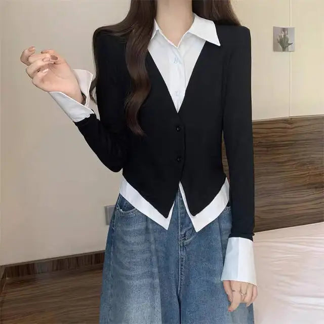 Veylora Striped Shirts & Blouses For Women Basic Modern Long Youthful Clothes Cute And Elegant New 2025 Aesthetic Plus Size Woman Top