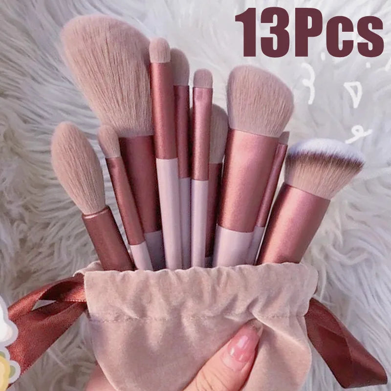 Veylora 13 PCS Makeup Brushes Set Eye Shadow Foundation Women Cosmetic Brush Eyeshadow Blush Beauty Soft Make Up Tools Bag