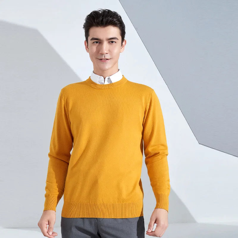 Autumn Winter Men Cashmere Sweater O-neck Soft Warm Pullovers Male Loose Knitted Shirt Korean men's winter blouse