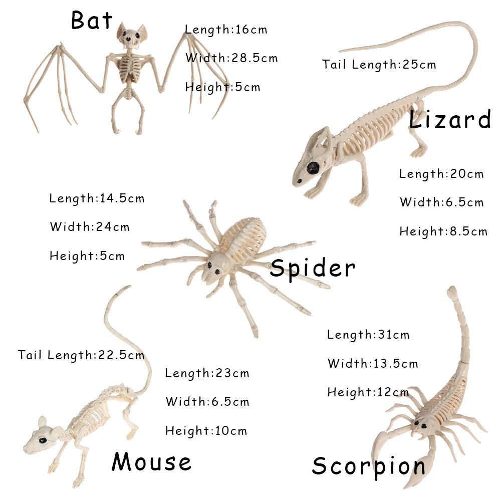 Veylora Halloween Decorations-Realistic Skeleton Props with Bats and Scorpions,Plastic Animal Bones for Haunted Houses,Bars,and Pranks