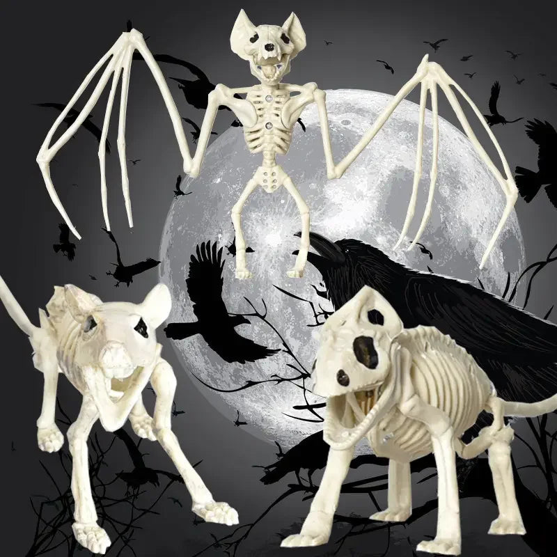 Veylora Halloween Decorations-Realistic Skeleton Props with Bats and Scorpions,Plastic Animal Bones for Haunted Houses,Bars,and Pranks
