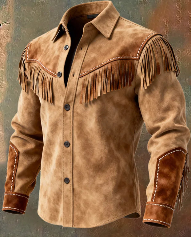 Veylora Unique Design Brown Tassel Leather Velvet Jacket Spring Summer Vintage Style Fashionable Streetwear Top