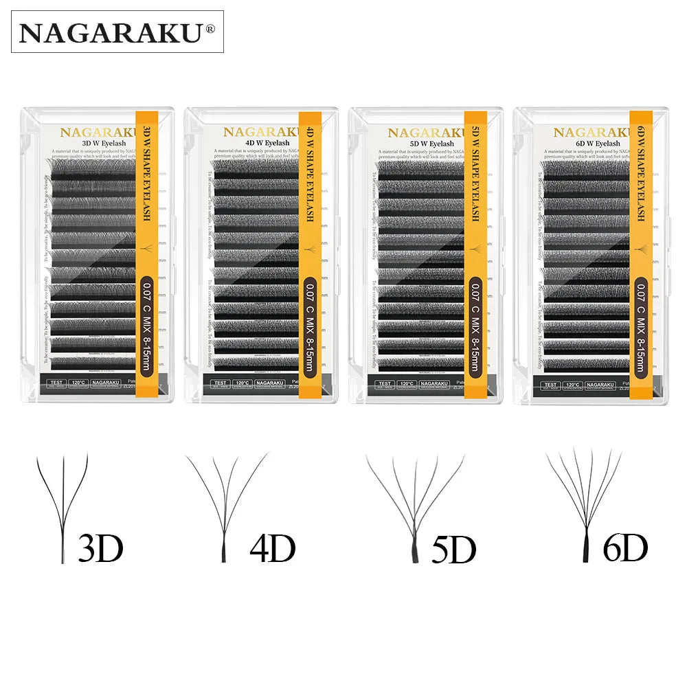 Veylora :NAGARAKU Automatic Flowering W Shape  Bloom 3D 4D 5D 6D Premade Fans Eyelash Extensions Natural Soft Light Full Dense