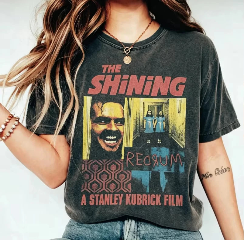 Veylora The Shining Shirt, Vintage Horror Movie Tee, Jack Torrance T-Shirt Summer Unisex Loose and Breathable Cotton T-shirt Top