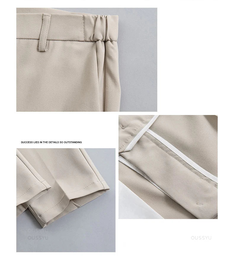 Veylora Summer Men's Casual Pants Suit Pant Slim Fit Work Elastic Waist Thin Jogging Business Trousers Male Black Grey Plus Size 40